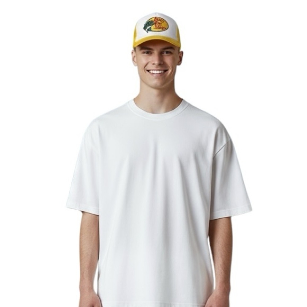 BASS PRO SHOPS Mens Yellow and White Trucker Fishing Hat trout outdoorsy hunting